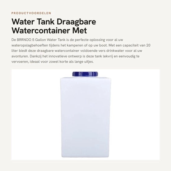Contenitore d'acqua 20 Litri - Serbatoio d'acqua - Contenitore d'acqua con rubinetto - Adatto per RV/Barca - Prevenzione perdite - Progetto regolabile - Serbatoio idrico