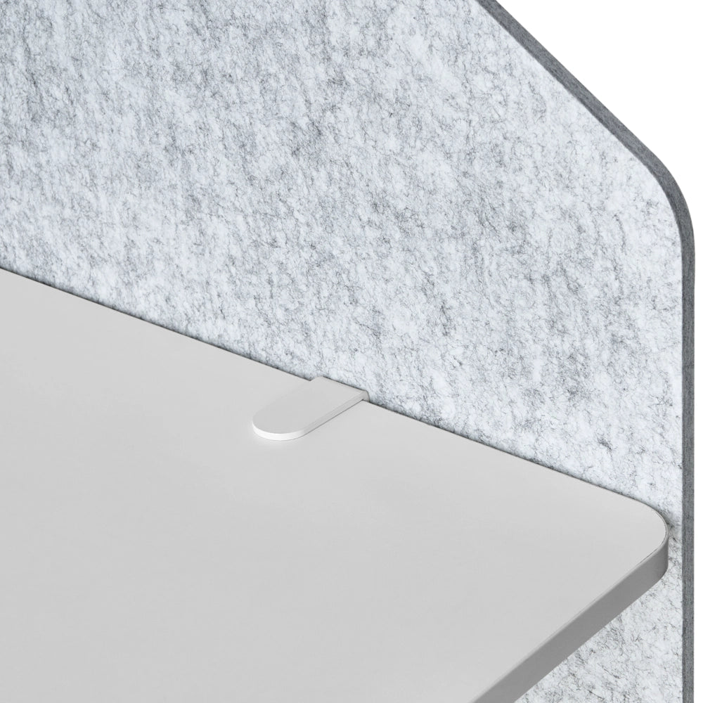Divisorio angolare per scrivania in PET grigio chiaro con morsetti di fissaggio in acciaio 120 x 60 x 50 cm Schermo acustico Modulare per ufficio domestico