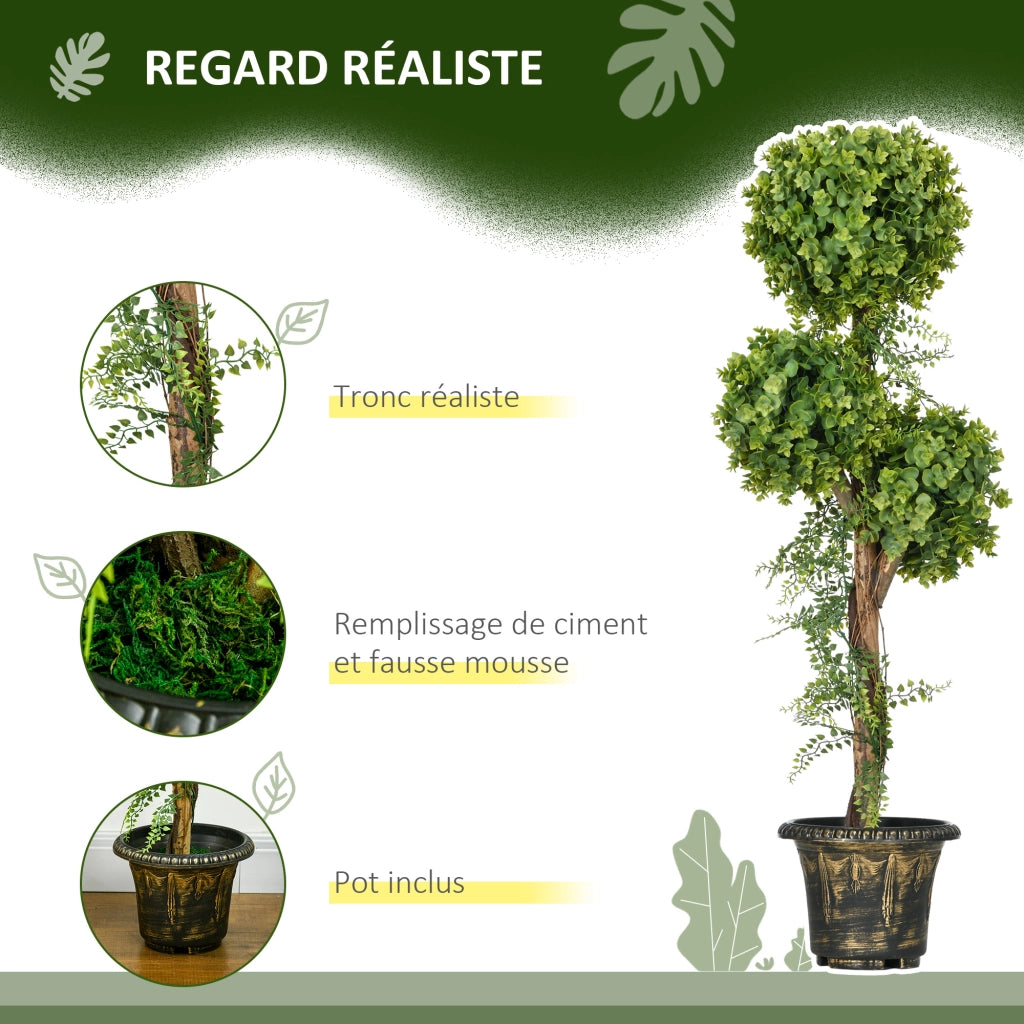 Albero Artificiale 3 Sfere Buxus con Vaso Cemento ¨C Zephmum ¨C Verde 115 cm