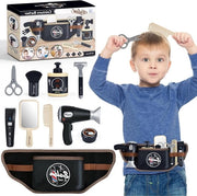 Set per bambini - Negozio di barbiere - Giocattoli per la barba con secchio a batterie - Accessori per lo stile - Borsa per il barbiere - Spazzola - Set di ruolo per bambini da 3 anni in poi