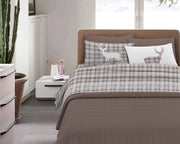 Completo Letto in Flanella Calda e Morbida Anti Pilling - Set Flanellato 3 Misure parure con Federe - Tartan beige - 1 Piazza e mezza