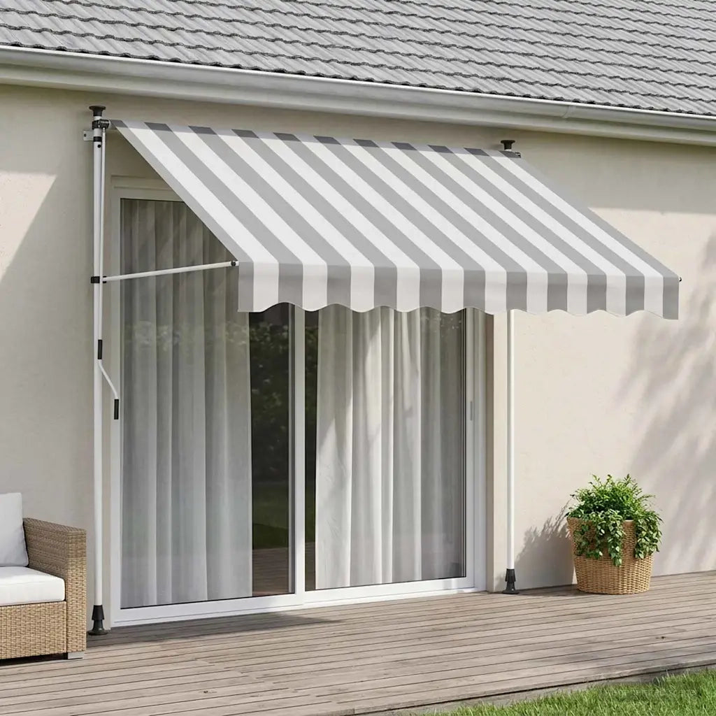Tenda retrattile manuale Antracite e Bianco 200 cm 42037025