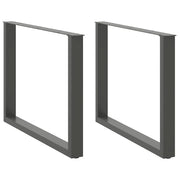 Gambe per tavolo da pranzo a forma di U 2 pz Antracite 100x(72-73) cm Acciaio