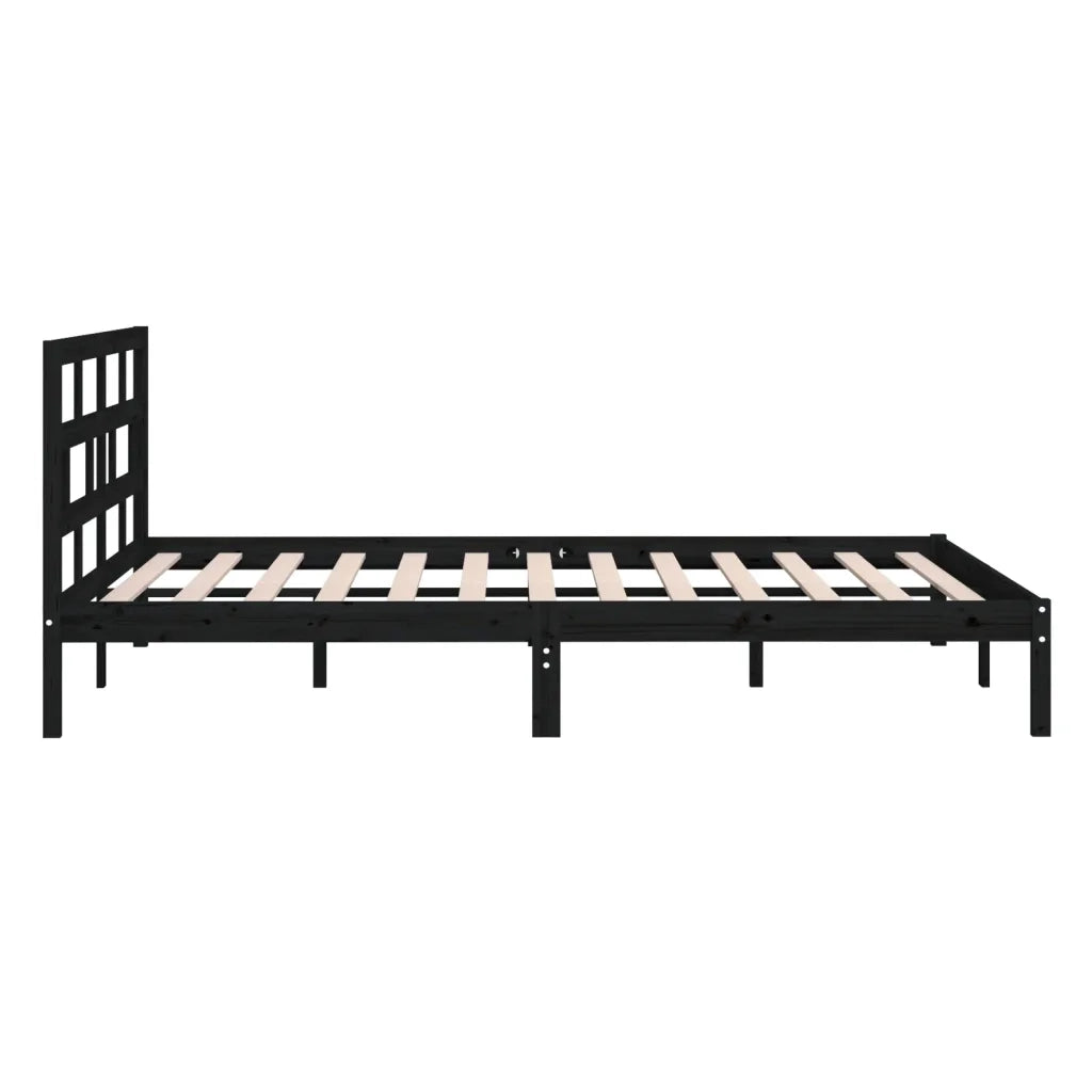 Giroletto-Struttura Letto Nero in Legno Massello di Pino 140x190 cm 867038