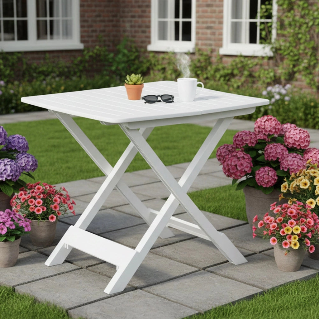 Ruthton, Tavolo da Esterno 4 Posti Made in Italy, 79x72x70h cm Bianco