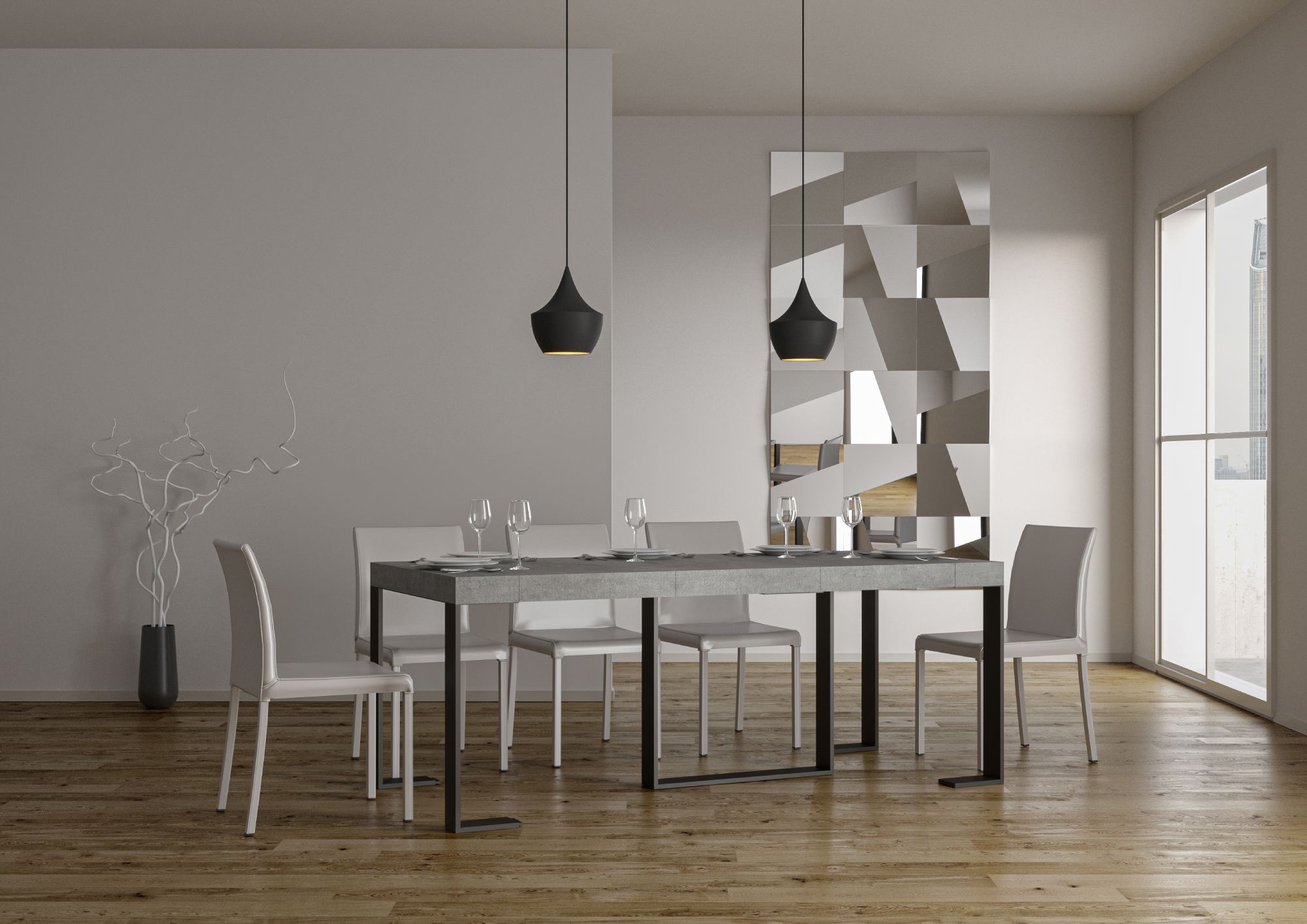 Consolle Allungabile 90-196x40x77 cm in Nobilitato Grigio