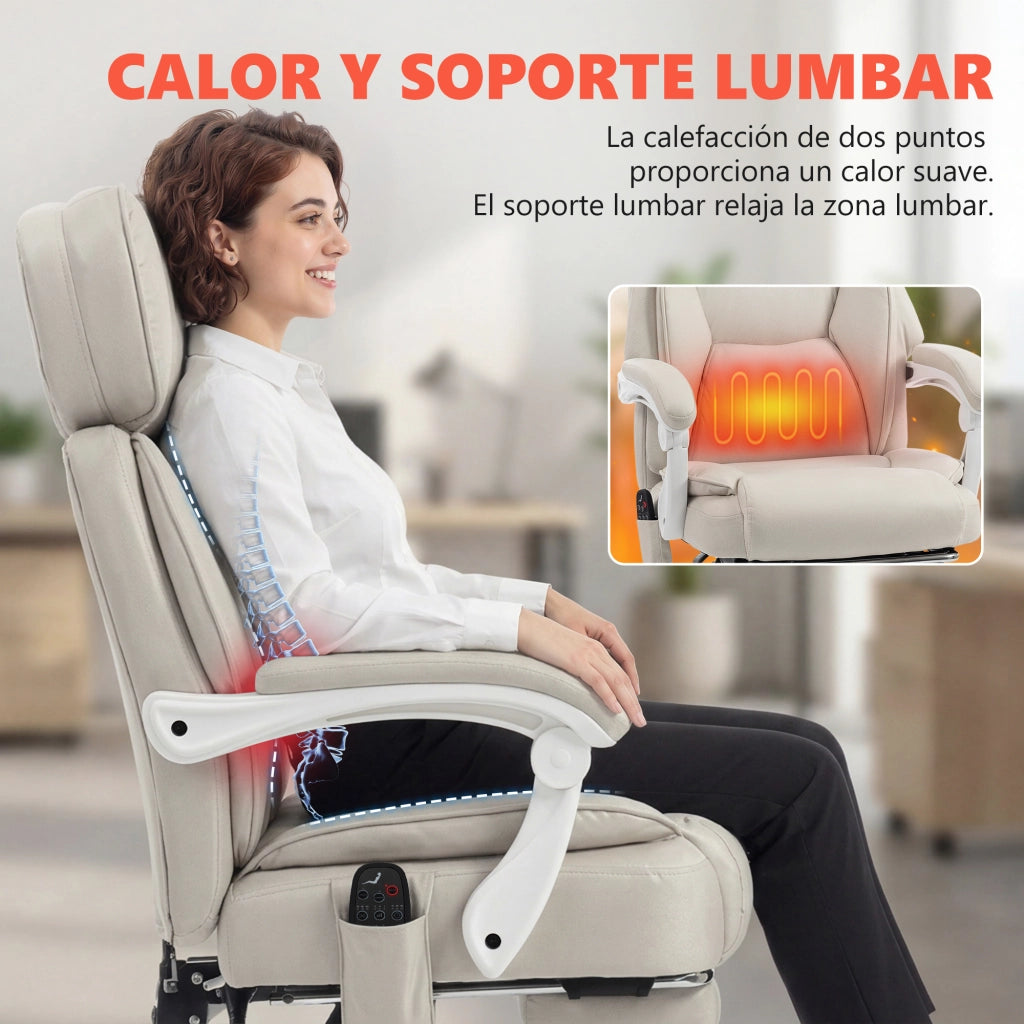 Sedia da Ufficio Reclinabile con Massaggio ¨C zephmum ¨C Grigio, Tessuto, Schienale Regolabile