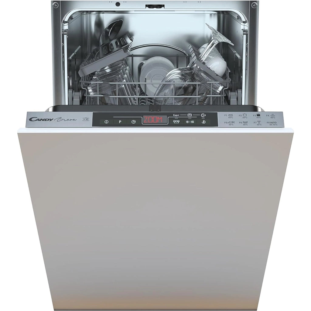 Candy Brava CDIH 2T1047 Lavastoviglie Slim da Incasso, a Scomparsa, 44,8x55,5x81,6 cm, Argentato