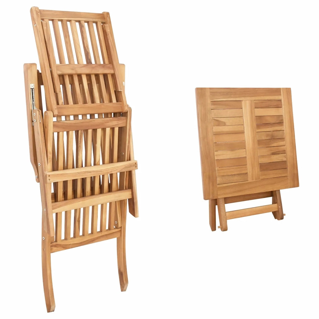 Sedia a sdraio pieghevole con tavolo 2 pcs Naturale 3426520