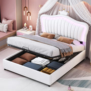 Letto imbottito per bambini 140x200 cm con LED e contenitore