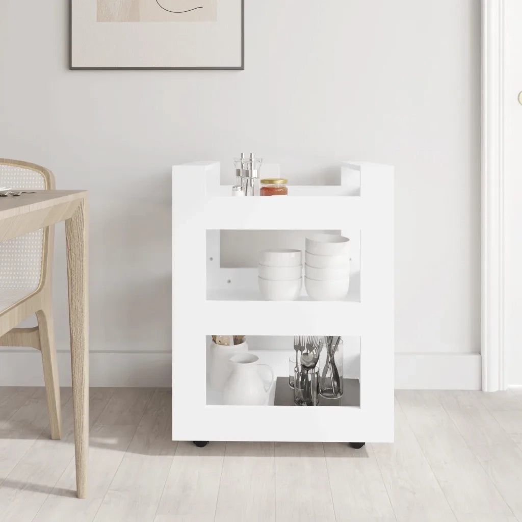 Carrello da Cucina Bianco 60x45x80 cm in Legno Multistrato