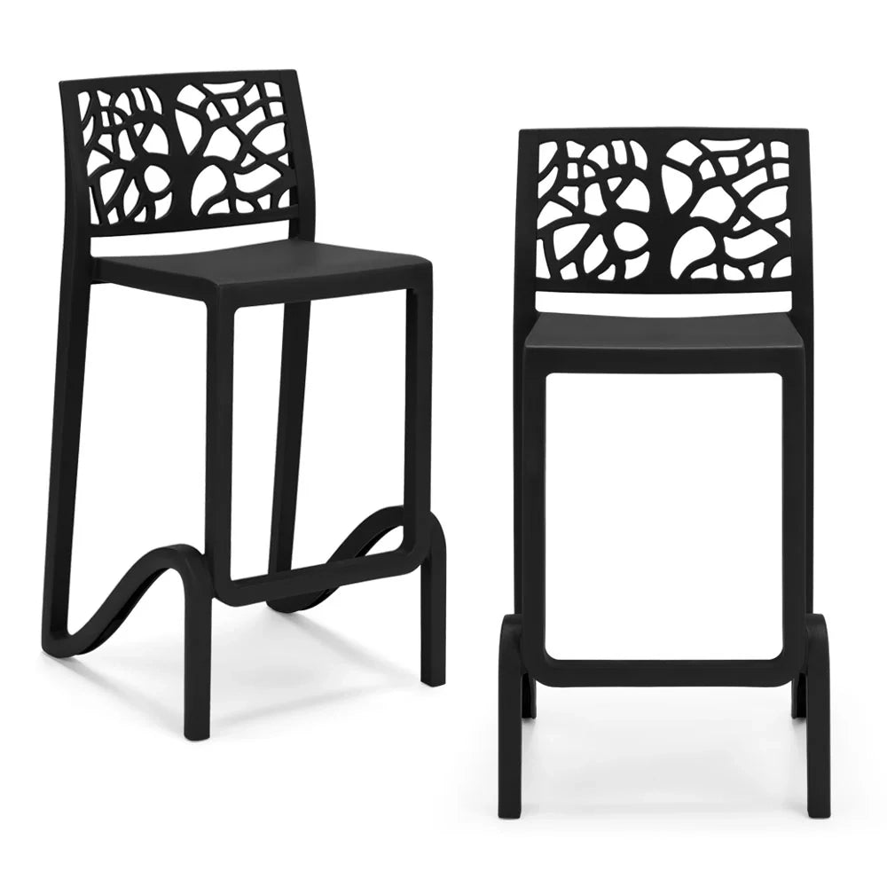 Set 2 sgabelli in polipropilene TETI altezza seduta 65cm, impilabile, idrorepellente, resistente ai raggi UV, design moderno e innovativo, ideale per la cucina, la veranda o giardino colore Ghisa