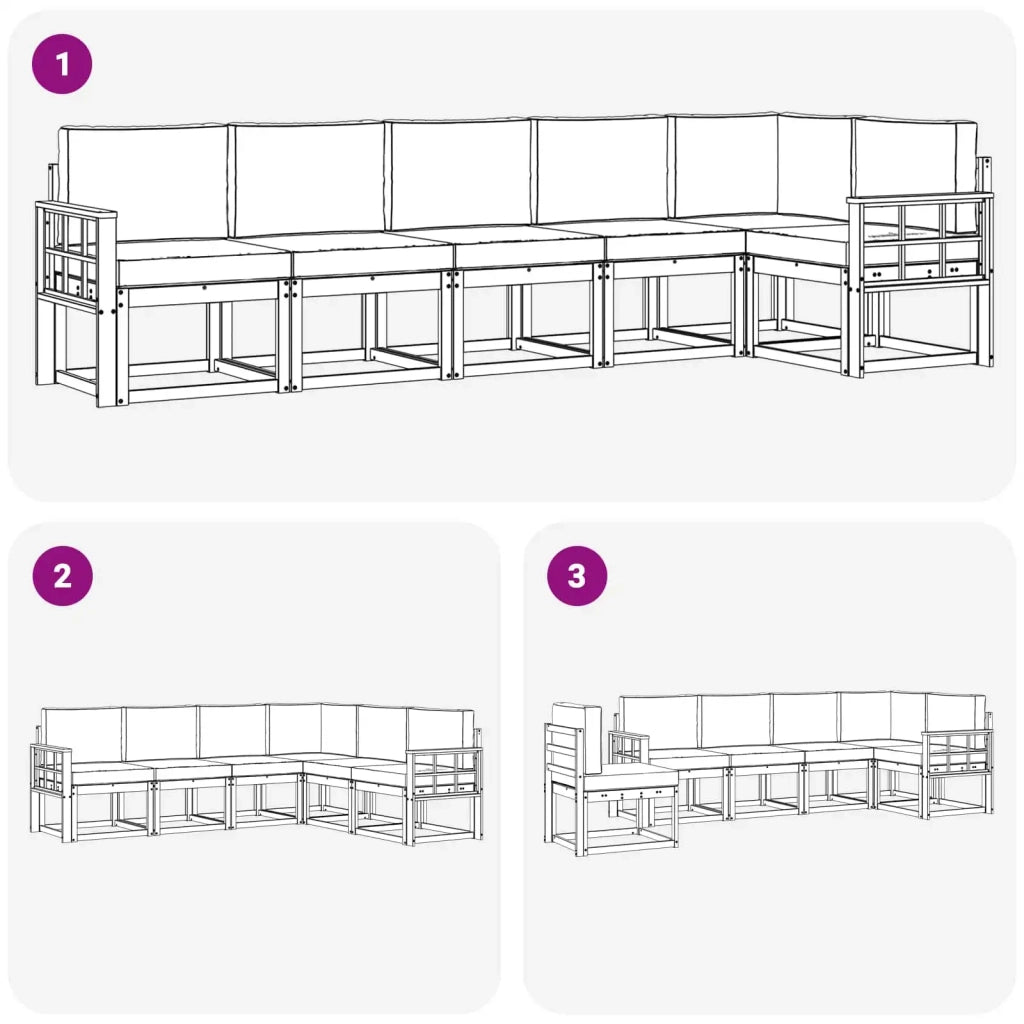 Set di divani da esterno 6 pz Bianco e Antracite Poliestere 3387711