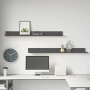 Mensole da Parete 2 pz Grigio 110x11x9cm Legno Massello di Pino cod mxl 32792