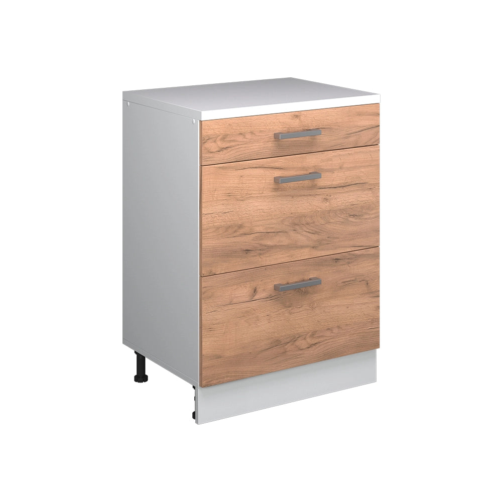 Mobile per mansarda Rion Rovere dorato/Bianco 60 x 83.8 cm senza inclinazione con 3 cassetti Vicco
