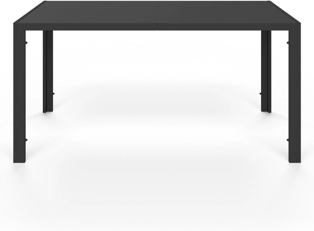 Set di mobili da Giardino Madeira Tavolo 150 cm e 6 sedie in Corda e textilene Nero e Rattan Chiaro