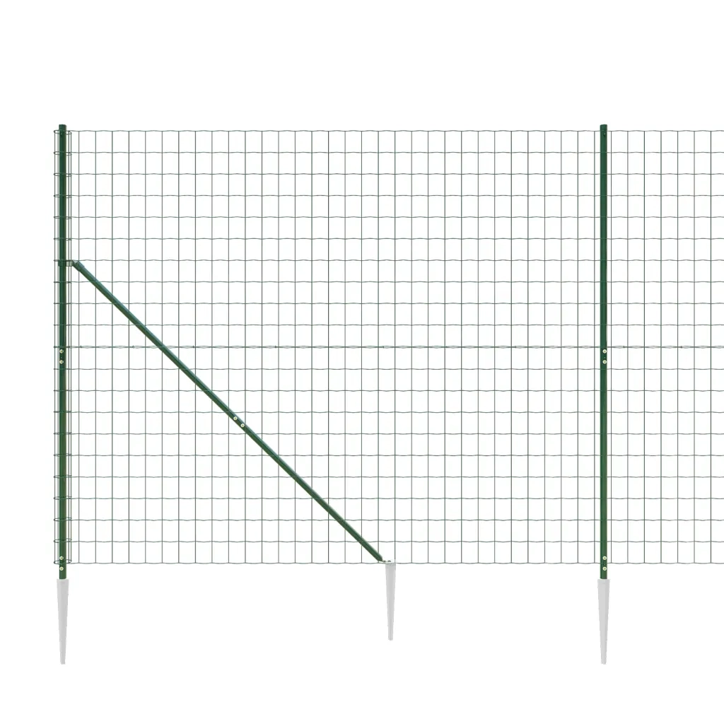 Recinzione Metallica con Picchetti Ancoraggio Verde 2,2x10 m 154119