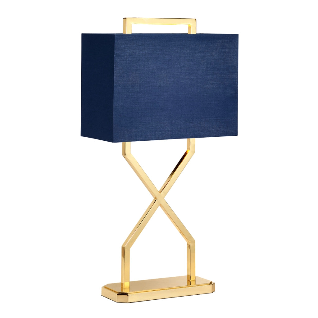 Lampada da tavolo oro paralume blu Cross E27 60W Elstead