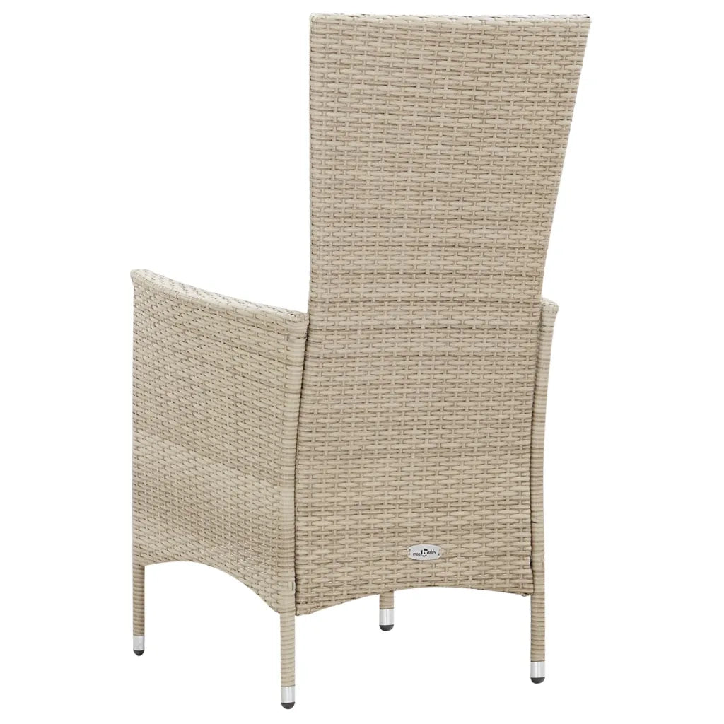 Set da Pranzo da Giardino 9 pz con Cuscini in Polyrattan Beige 46042