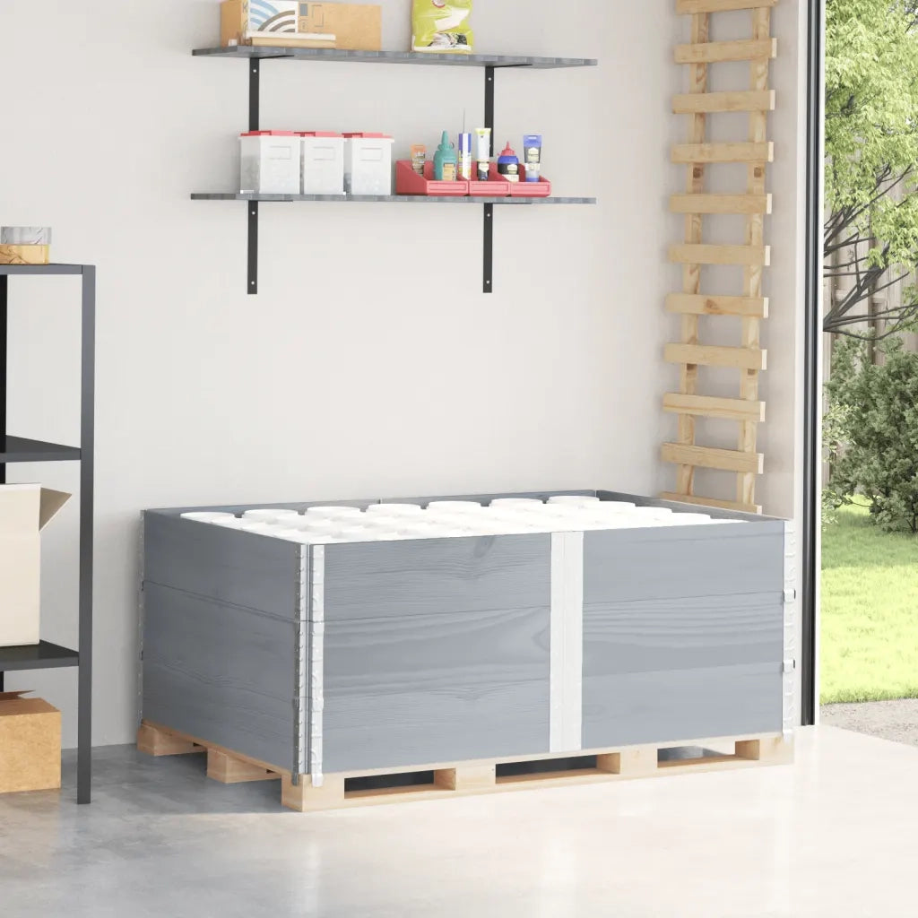 Paretali per Pallet 3pz Grigi 150x100cm Legno Massello di Pino 3295384