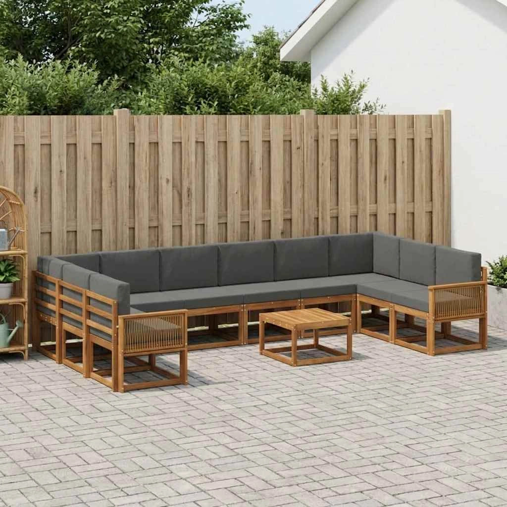 Set di divani da esterno 11 pz Naturale e Antracite 3385598