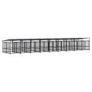 Cuccia gabbia per animali da esterno pac con tetto per cani in acciaio 16,89 m² nero 02_0041749