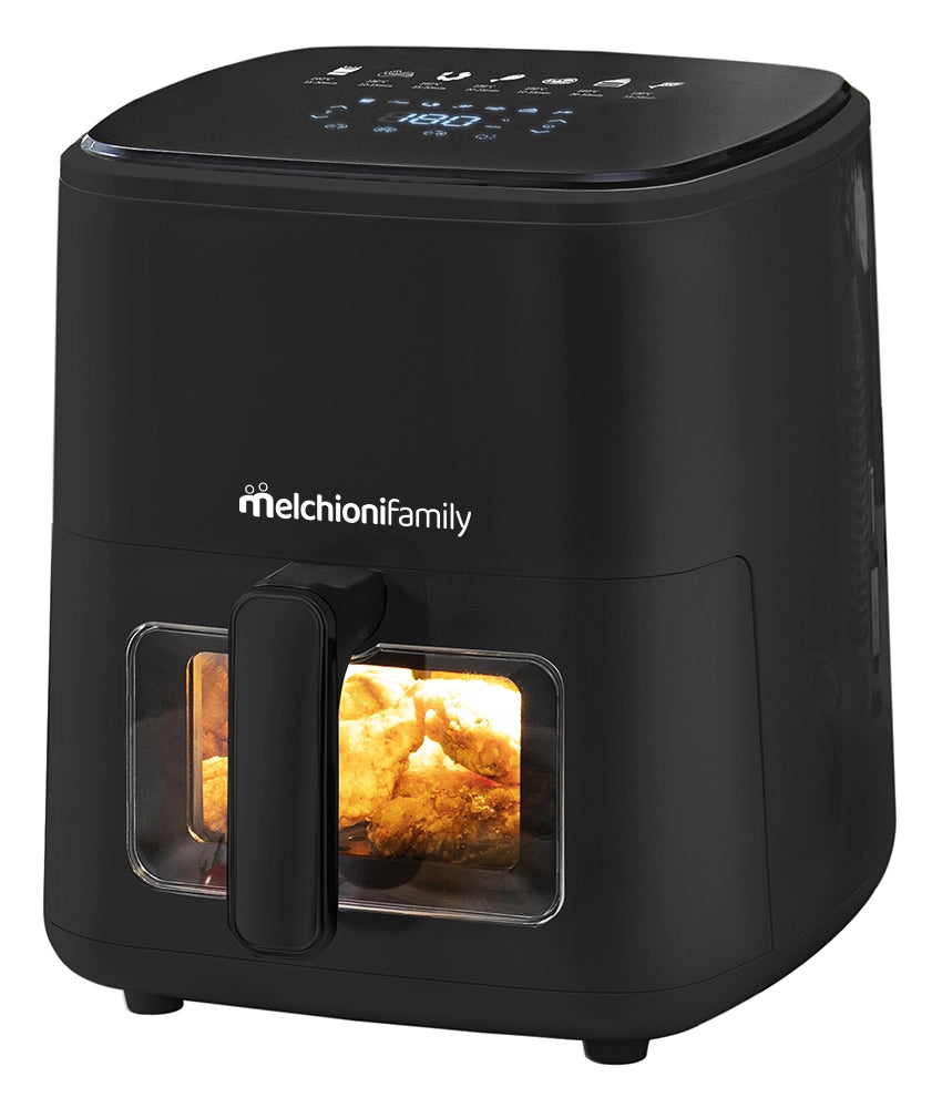 Melchioni Family Marianna New, Friggitrice ad Aria 5L, Compatta, Touch Display, 7 Programmi, Antiaderente, Timer 60 Min, Temperatura 80°-200°C, Controllo Cottura Senza Aprire lo Sportello