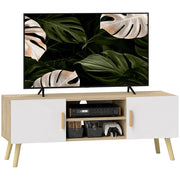 Mobile TV in legno con ripiani e ante ¨C zephmum ¨C 50 pollici, rovere