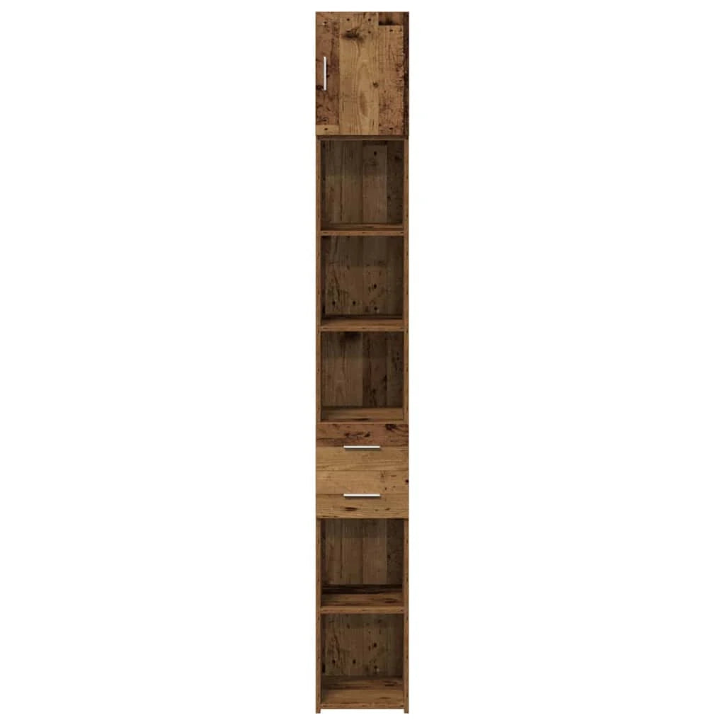 Mobiletto verticale moderno 30 x 42,5 x 225 cm ampio spazio di archiviazione linee pulite stile legno anticato 02_0056005