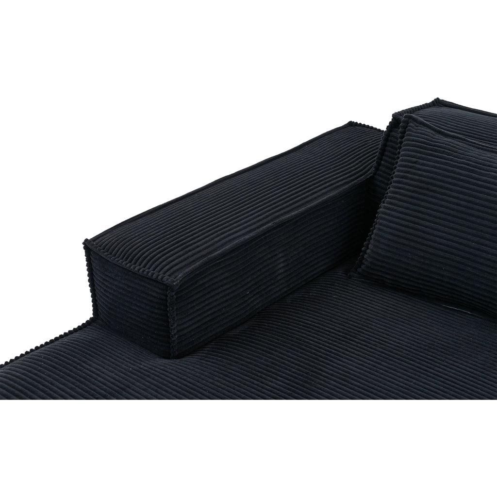 Divano dritto compatto per casa e ufficio con cuscino elastico e rivestimento resistente in poliestere nero 235 cm