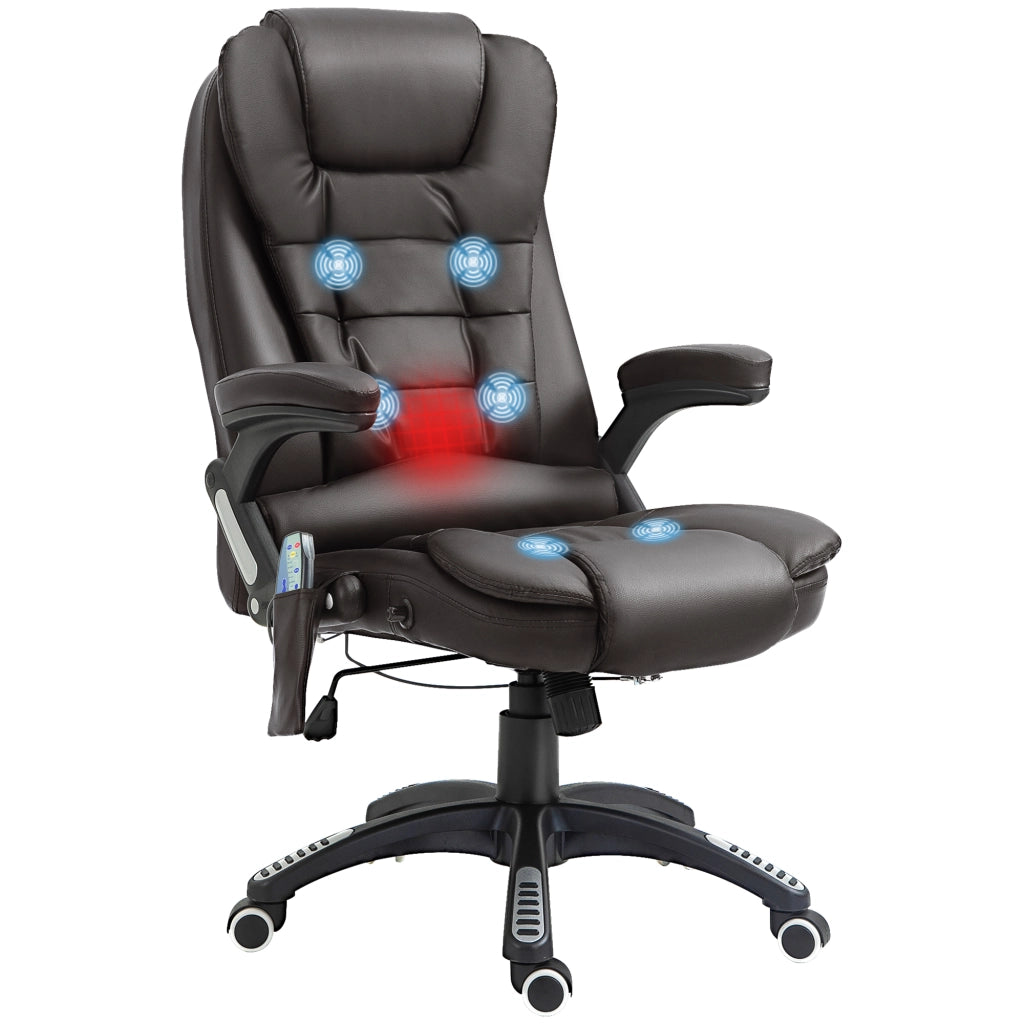 Poltrona da ufficio massaggiante e riscaldante elettrica ¨C zephmum ¨C rivestimento similpelle marrone