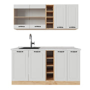 Vicco Cucina completa Casa di campagna bianca/quercia dorata 160 cm , PL Marmo