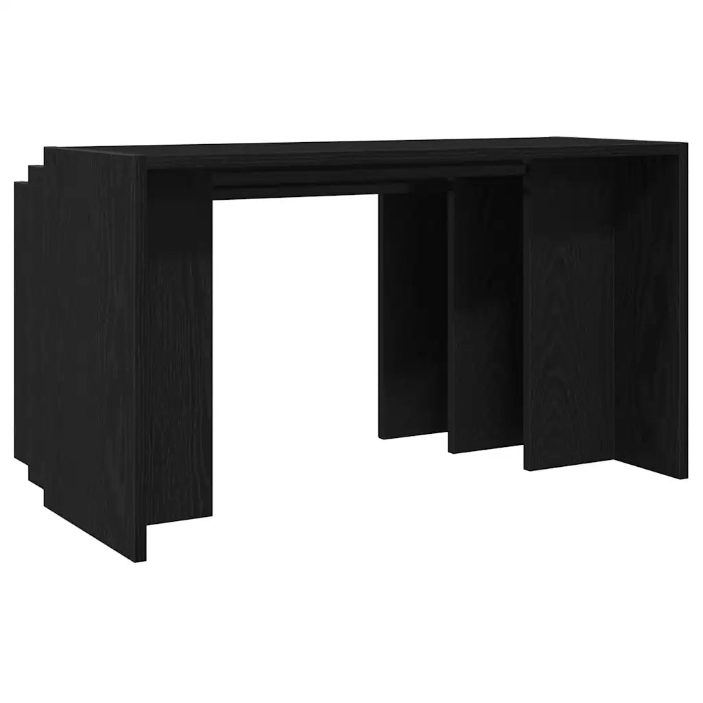 vidaXL Tavolini Impilabili 3 pz Neri in Legno Multistrato