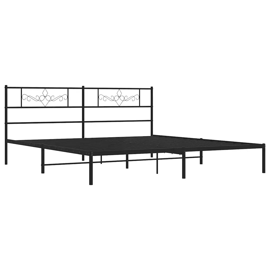 Giroletto con Testiera-Struttura Letto con testiera in Metallo Nero 193x203 cm 344913