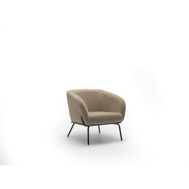 Poltrona rivestita in velluto Gambe metallo verniciato Sherry 75cm X 74cm H 69cm Stones