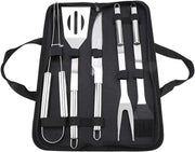 Set barbecue da 5 pezzi / Set BBQ in acciaio inossidabile da 5 pezzi / Inclusa tasca di stoccaggio pratica - RVS