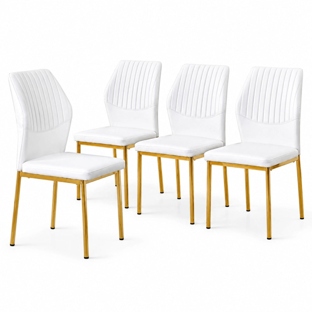 Set di 4 sedie da pranzo bianche e oro in PU