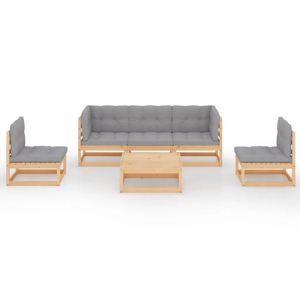 Set Divani da Giardino 6 pz con Cuscini Legno Massello di Pino 3076444