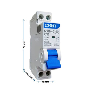Chint 817020 nxb-40 c32-1pn-4,5 interruttore magnetotermico 1p+n 32a 4,5ka