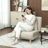 Poltrona Letto con Funzione Letto, Poltrona Relax Pieghevole in Velluto, Schienale Regolabile, portata fino a 120 kg, Beige