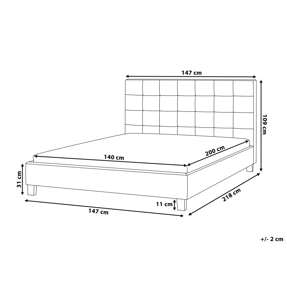 Letto imbottito tessuto grigio scuro rete a doghe testiera trapuntata 140 x 200 cm