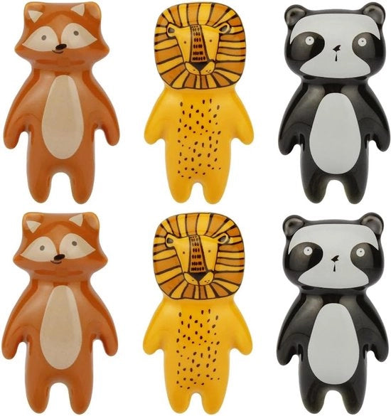 Knoppi per bambini, 6 pezzi, maniglie ceramiche, maniglioni, maniglione decorativo con cartoni animati, maniglioni animali, maniglia per bambini, cameretta per bambini, per armadi e cassetti