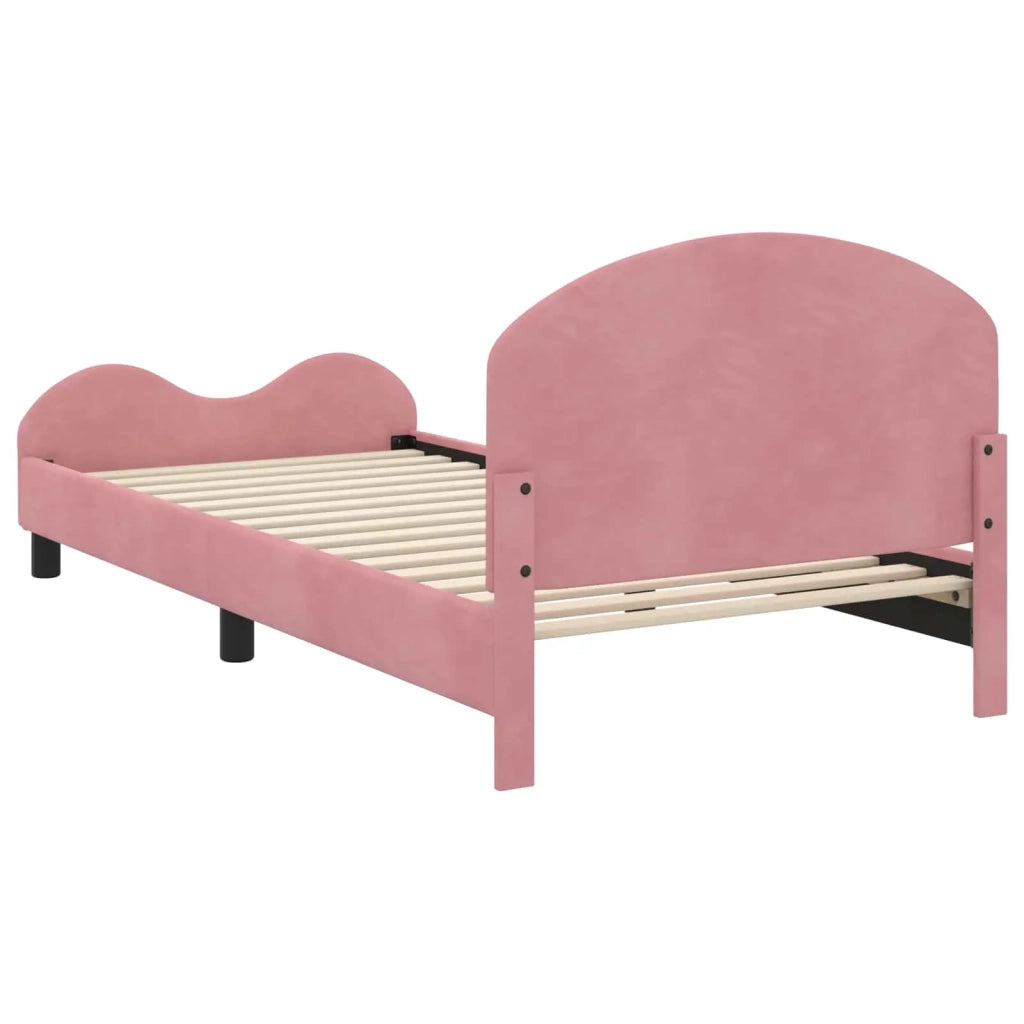 Struttura letto bambini con testata-Giroletto per bambini Rosa 90 x 200 cm Velluto 120569