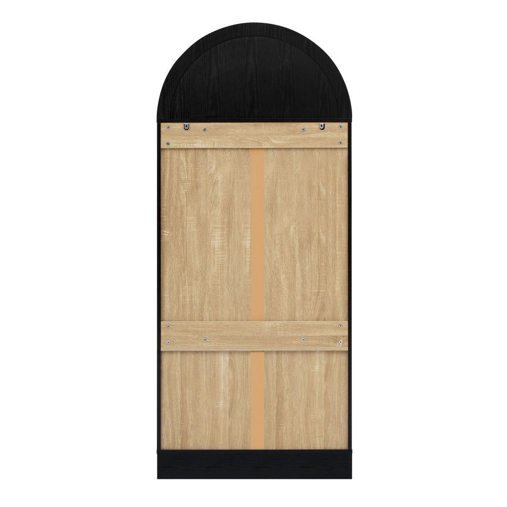 Vetrina, mobile da ingresso, credenza, ripiani regolabili, 2 cassetti, ante in vetro, nero
