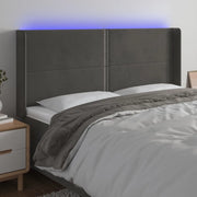 Testiera a LED-Testata con LED Grigio Scuro 163x16x118/128cm in Velluto 397106