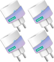 Adattatore Wi-Fi Slim 16A con Monitoraggio Energetico - Compatibile con Alexa e Google Home - Configurazioni e Timer - Smart Life/Tuya - 4 pezzi - 24GHz e 5GHz