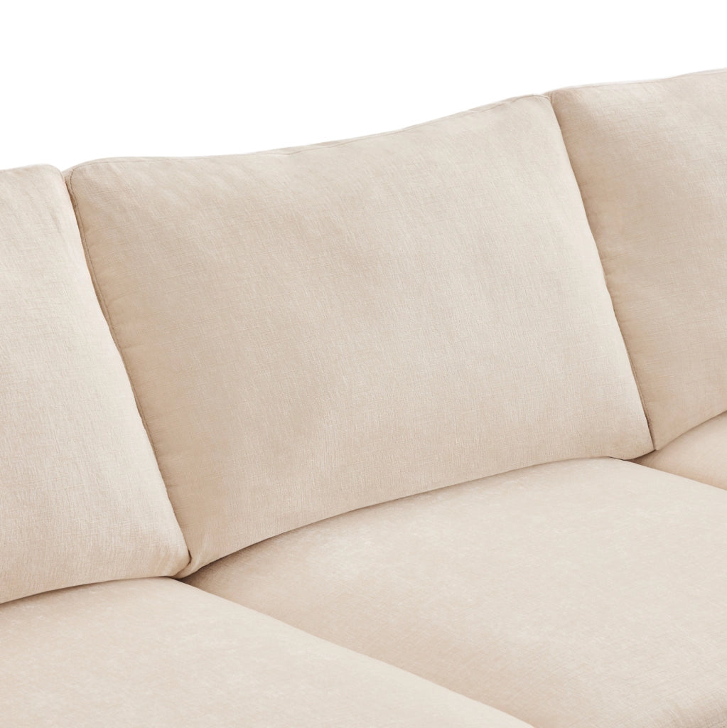 Sofa modulare 278x161x81 cm; componibile in U e L; con 2 pouf; in chenille beige