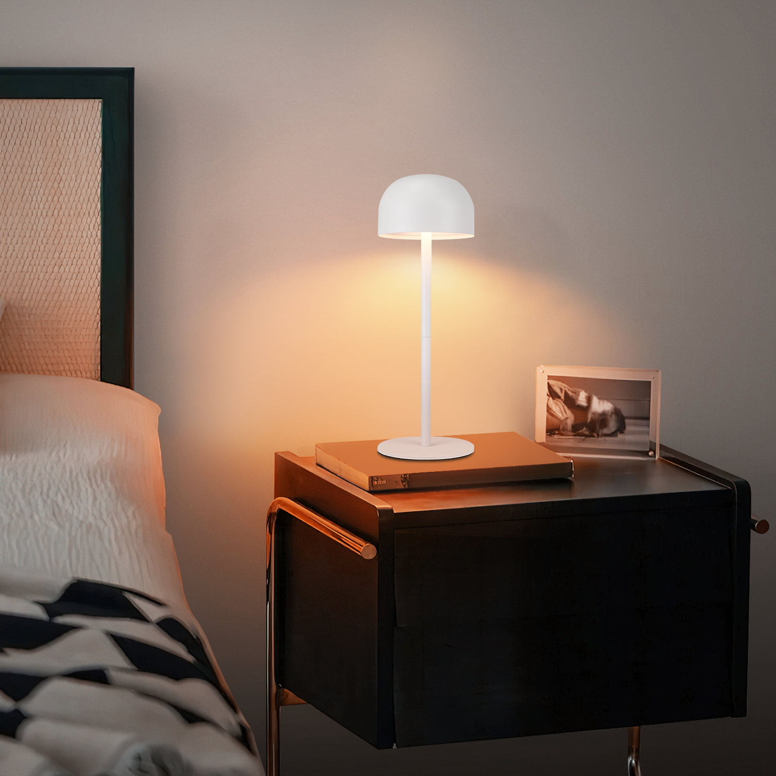 ZMH Lampada da tavolo LED set 2 pezzi wireless dimmerabile 3 temperature per camera letto soggiorno