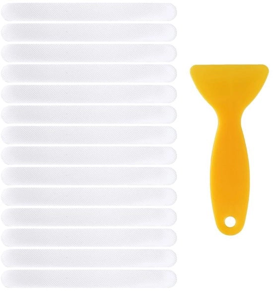 Sticker Antislip per Pavimento da Bagno - 24 Pezzi - Materiale Transparente PEVA - Stickers per Pavimento da Bagno - Tessuto Elevato - Base di Adesione Idrorepellente - Stickers Antislip