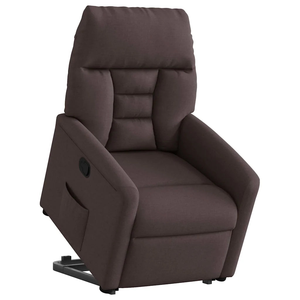 Poltrona Alzapersona Reclinabile Marrone Scuro in Tessuto 3303037
